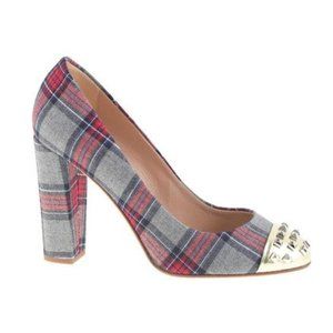 J.Crew Collection Etta plaid studded pumps